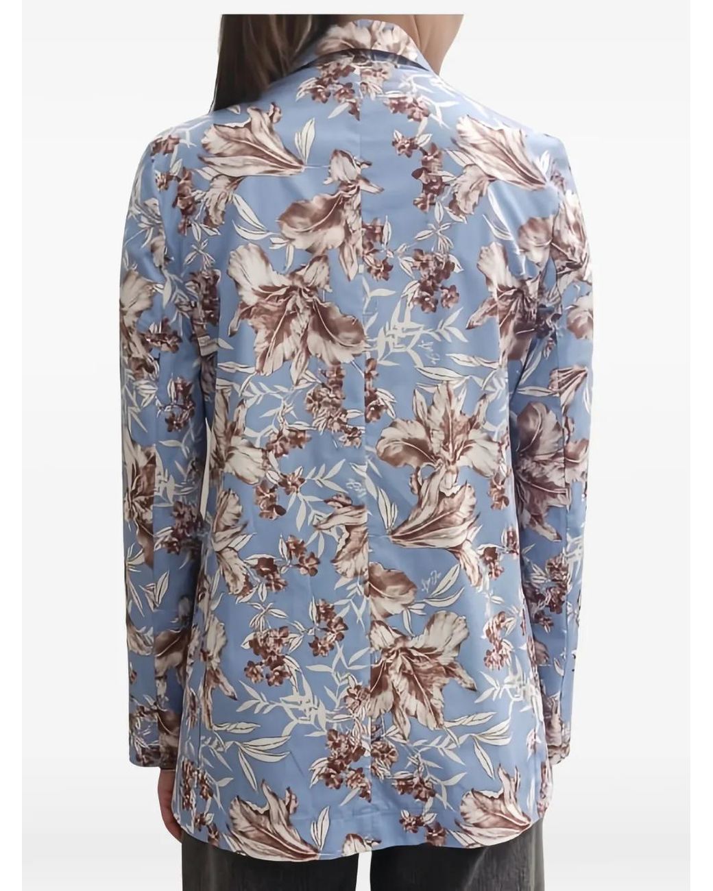 Liu Jo Blue Floral Single-Breasted Jacket