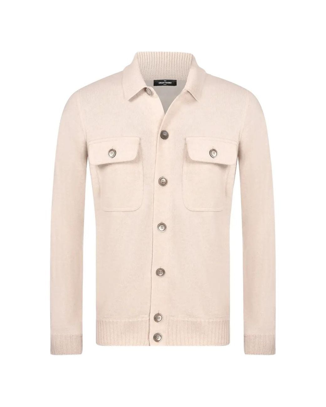 Gran Sasso Natural Polo Collar Knit Cardigan for men
