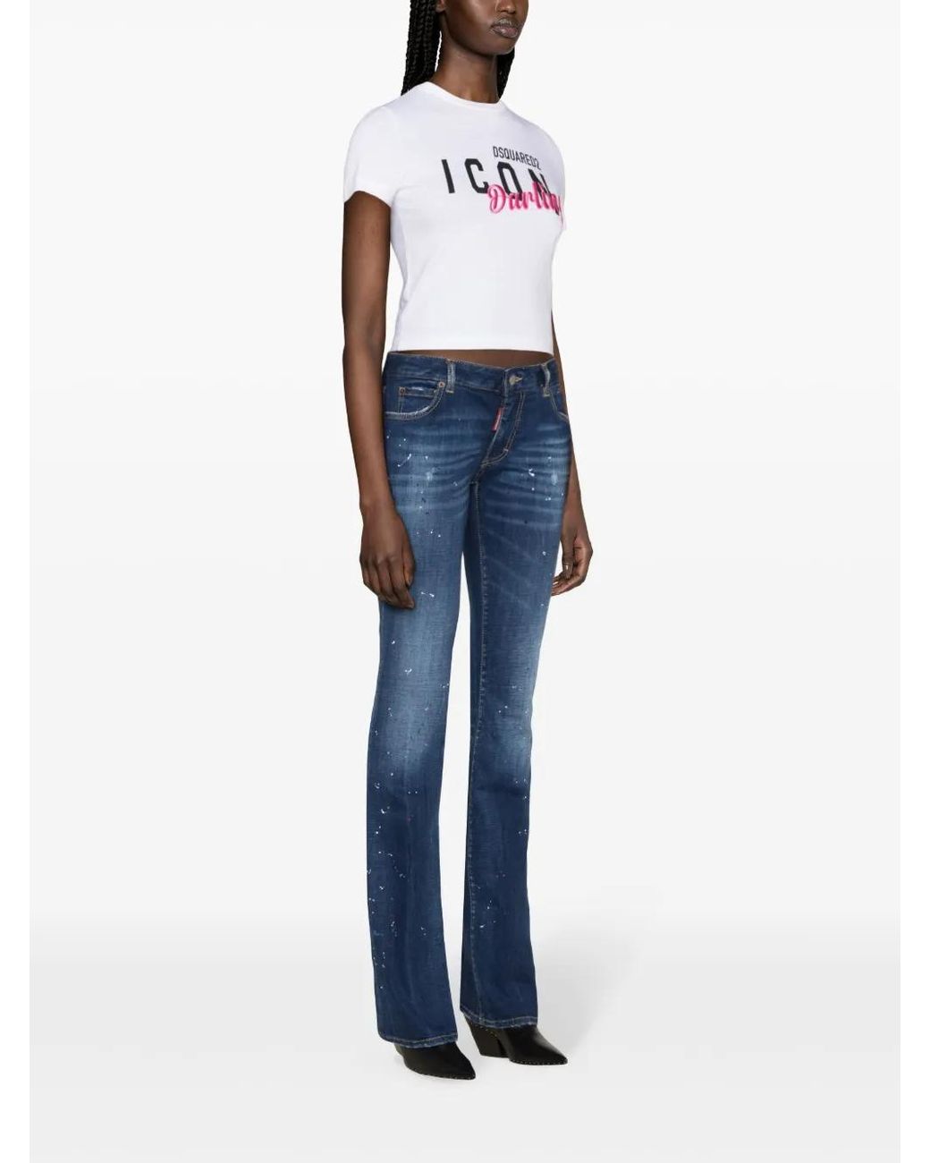 DSquared² Blue Medium Waist Flare Twiggy Jean