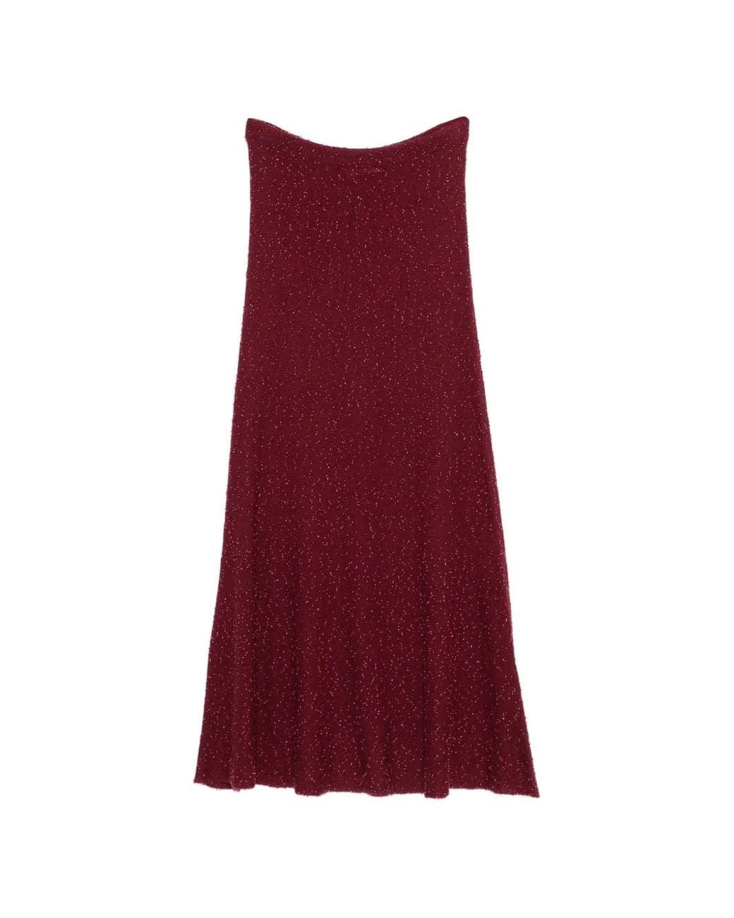 Gabriela Hearst Red Sabine Beads-Detail Midi Skirt