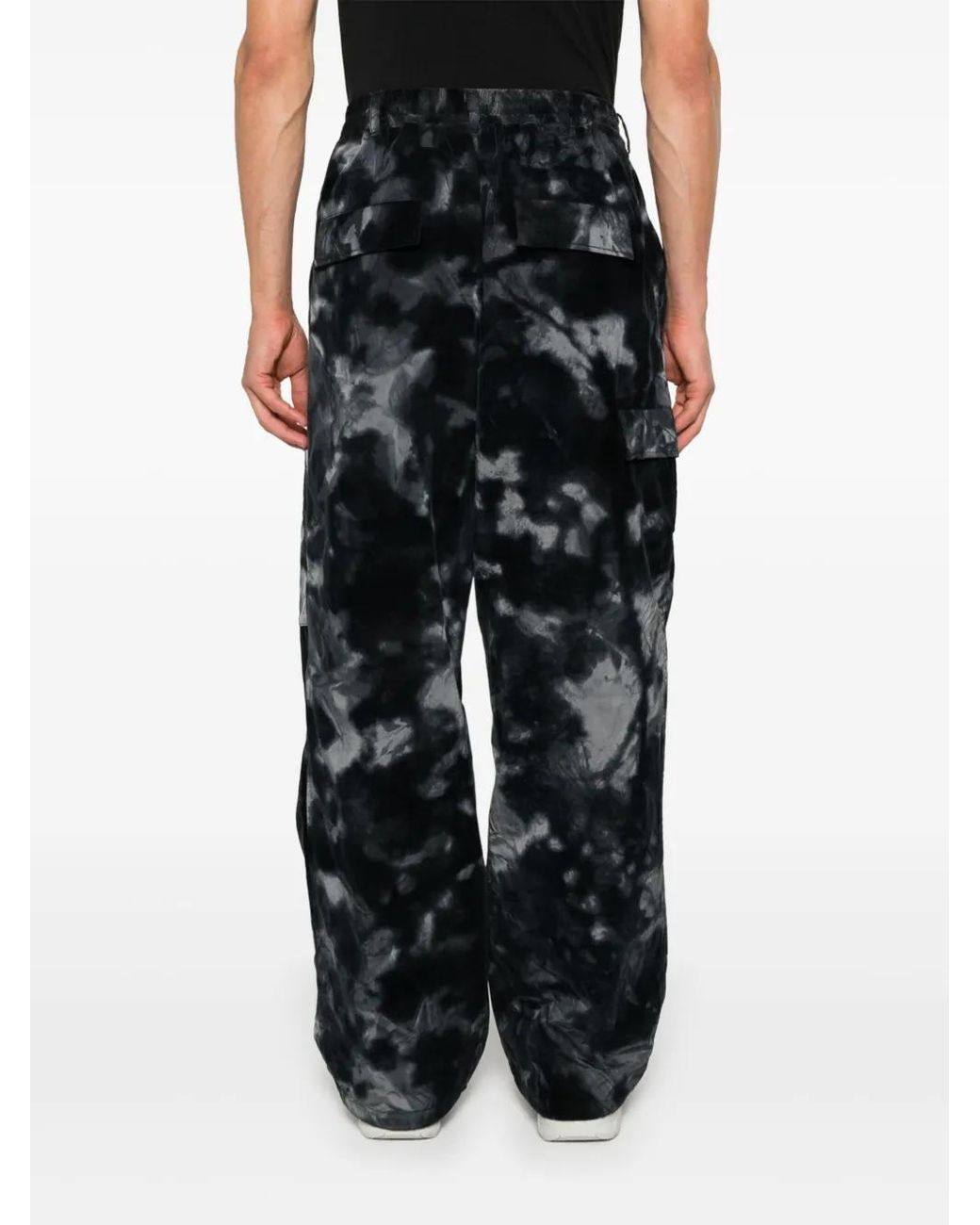 Y-3 Black Abstract-Print Wide-Leg Trousers for men