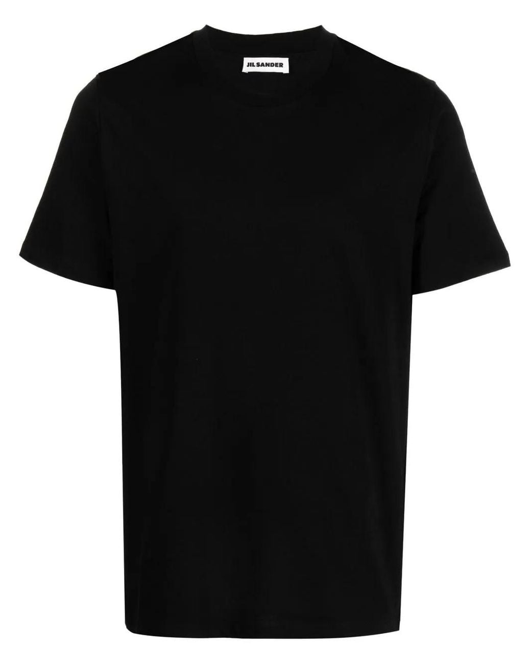 Jil Sander Black Crewneck Short Sleeves Classic T-Shirt for men