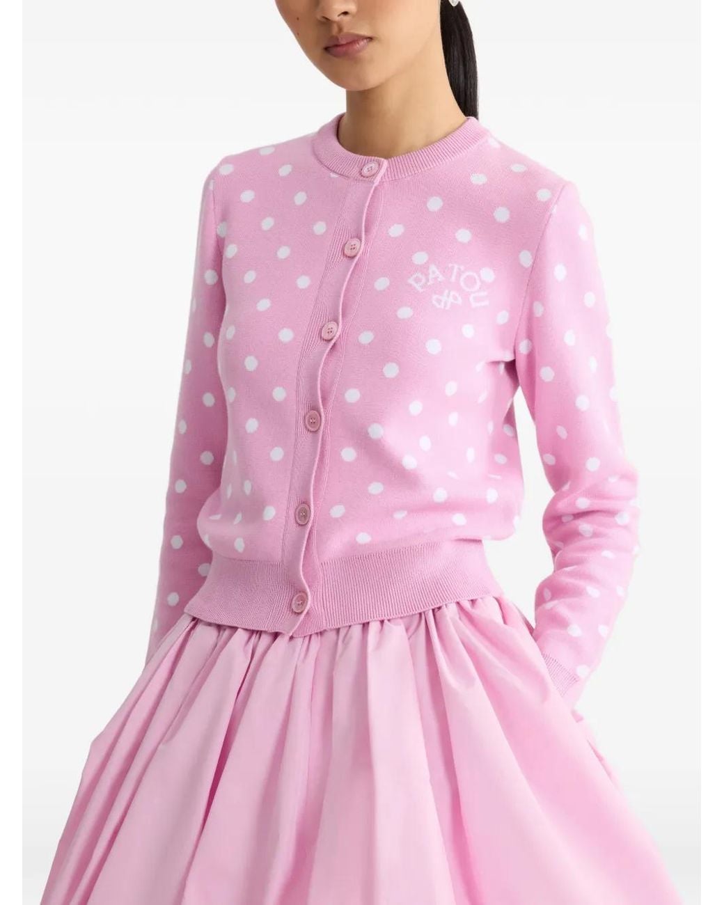 Patou Pink Polka-Dot Cardigan