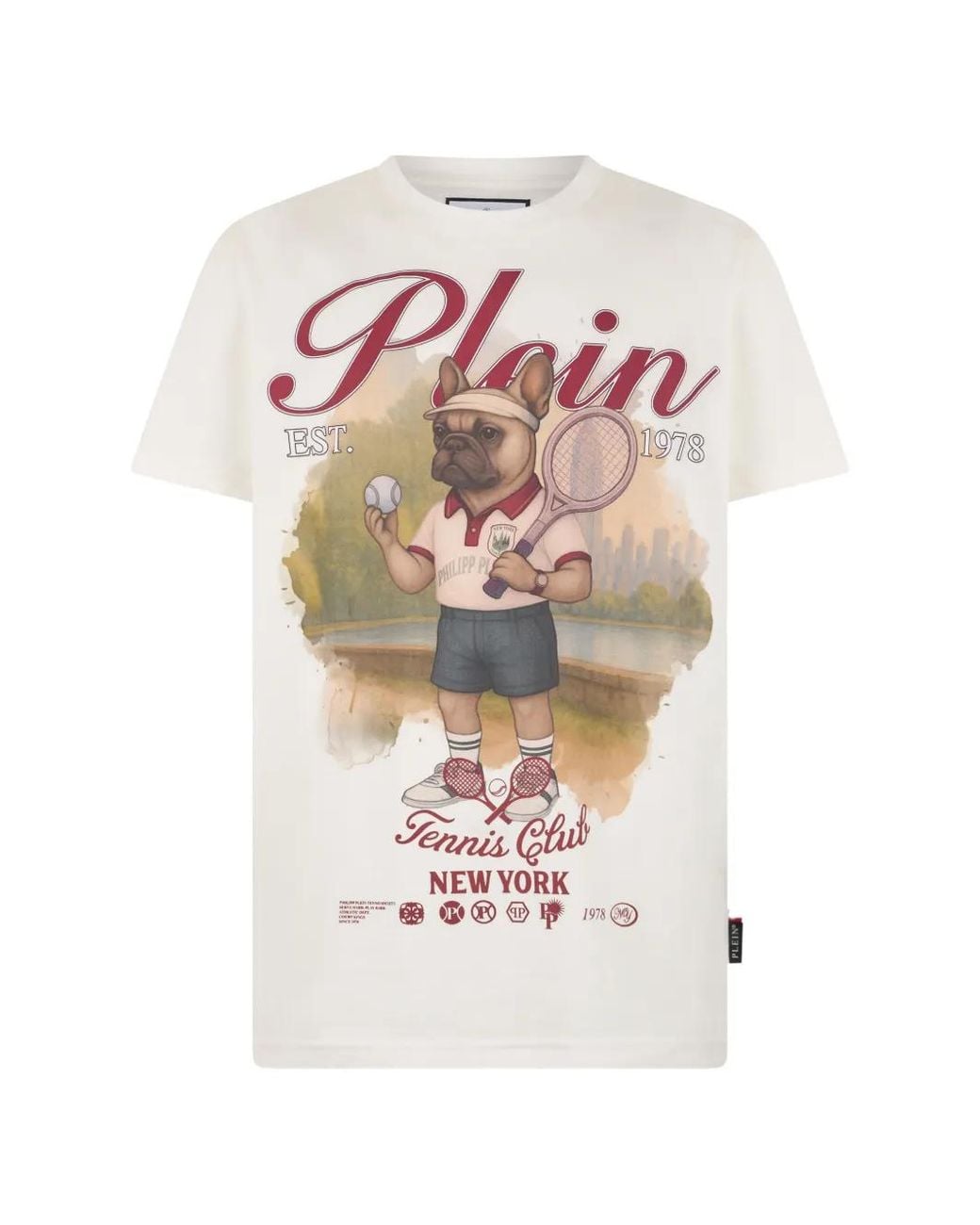 Philipp Plein White Round Neck T-Shirt New York Tennis for men