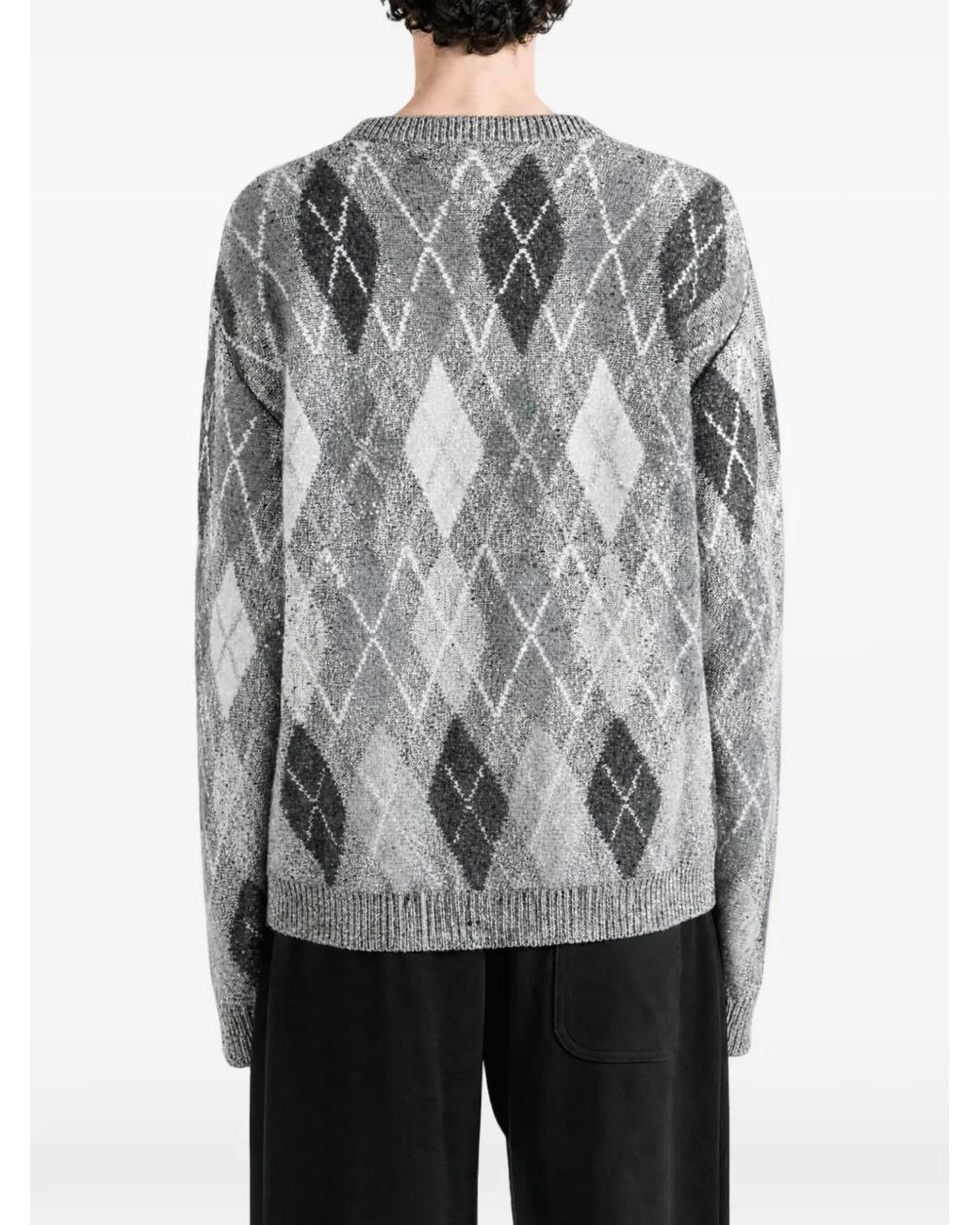 ERL Gray Argyle-Knit Sweater