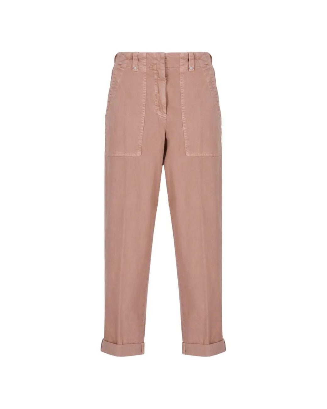 Peserico Natural Patch-Pocket Turn-Up Trousers