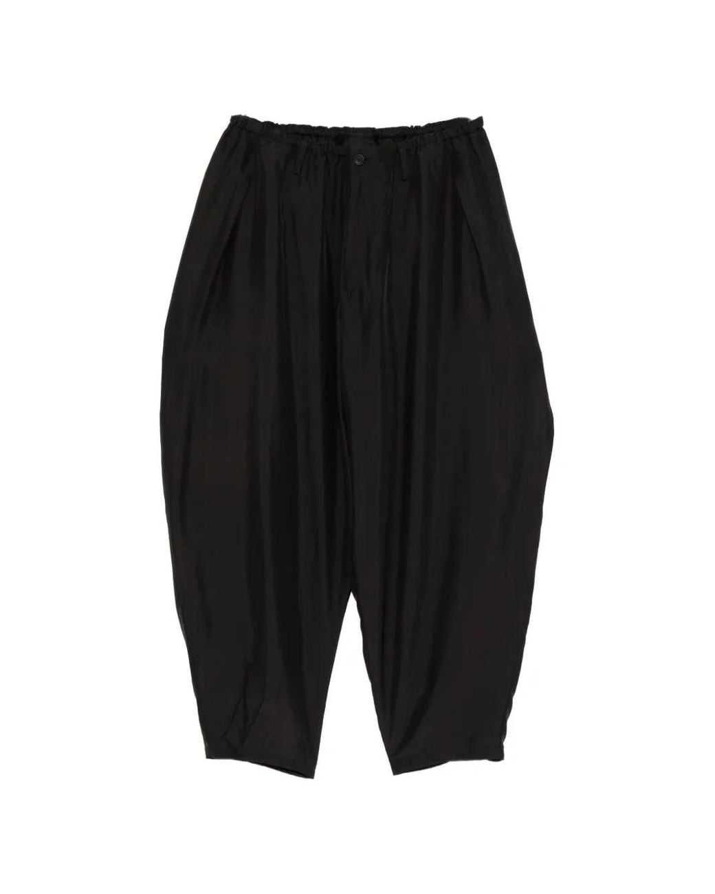 Yohji Yamamoto Black Silk Draped Trousers for men