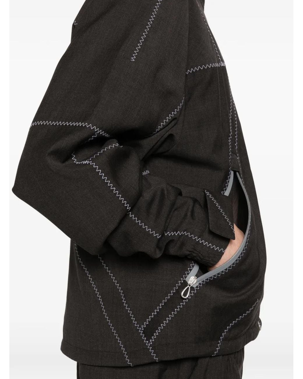 Kiko Kostadinov Black Fosco Zigzag-Stitching Zip-Fastening Jacket for men