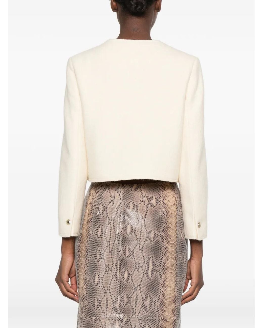 LA PISCINE Natural Button-Up Cropped Jacket