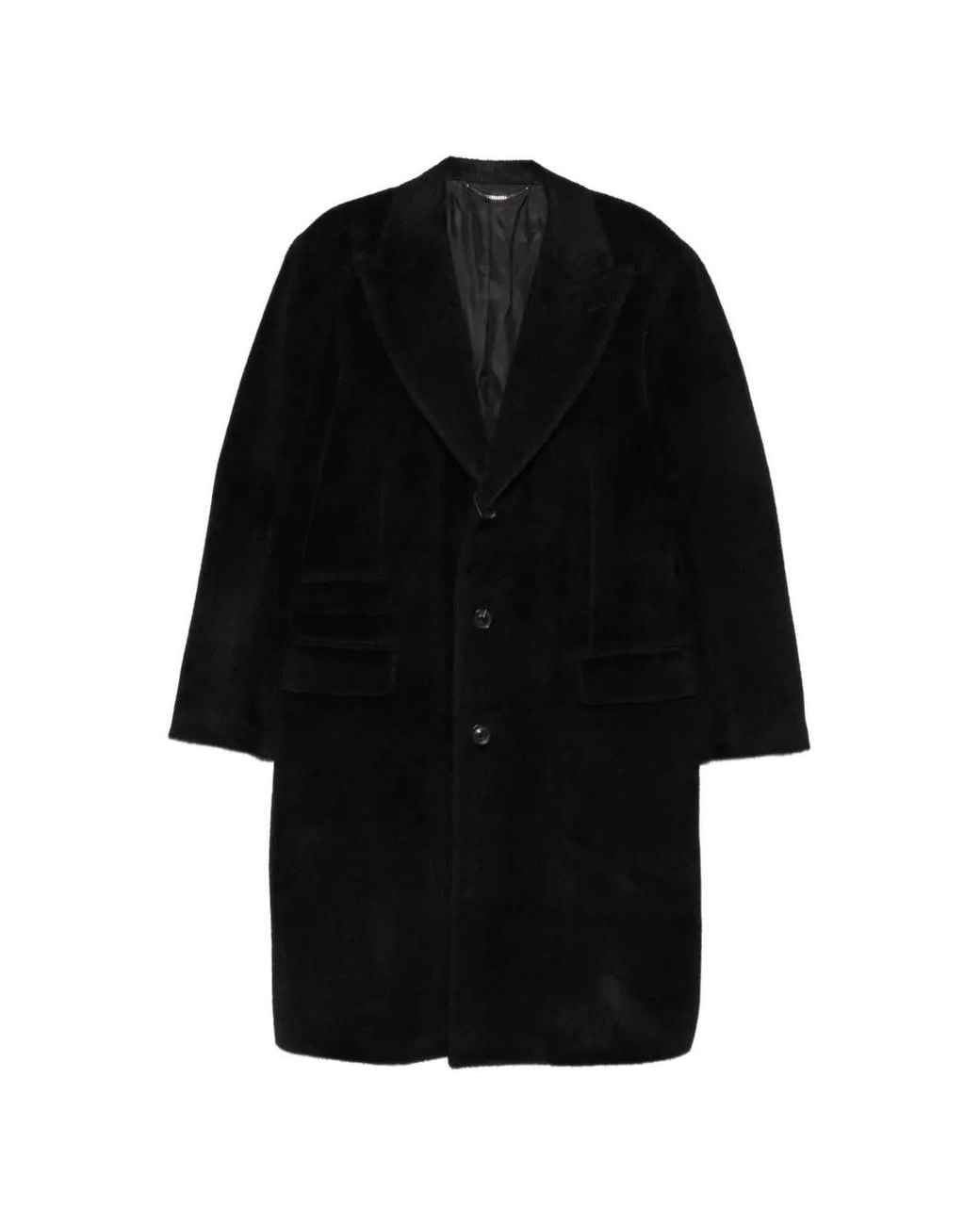 Canali Black Single-Breasted Notched-Lapels Coat for men