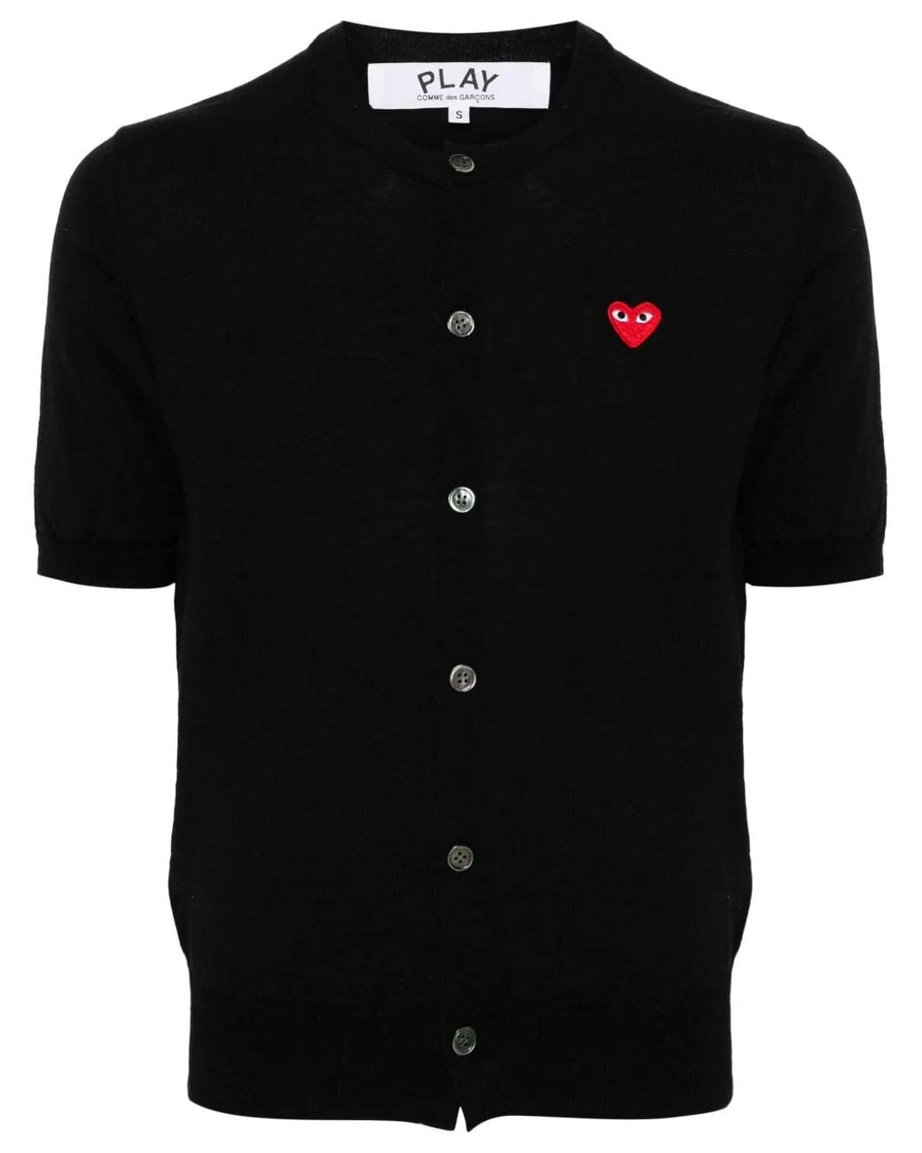 COMME DES GARÇONS PLAY Black Logo-Patch Short-Sleeve Cardigan