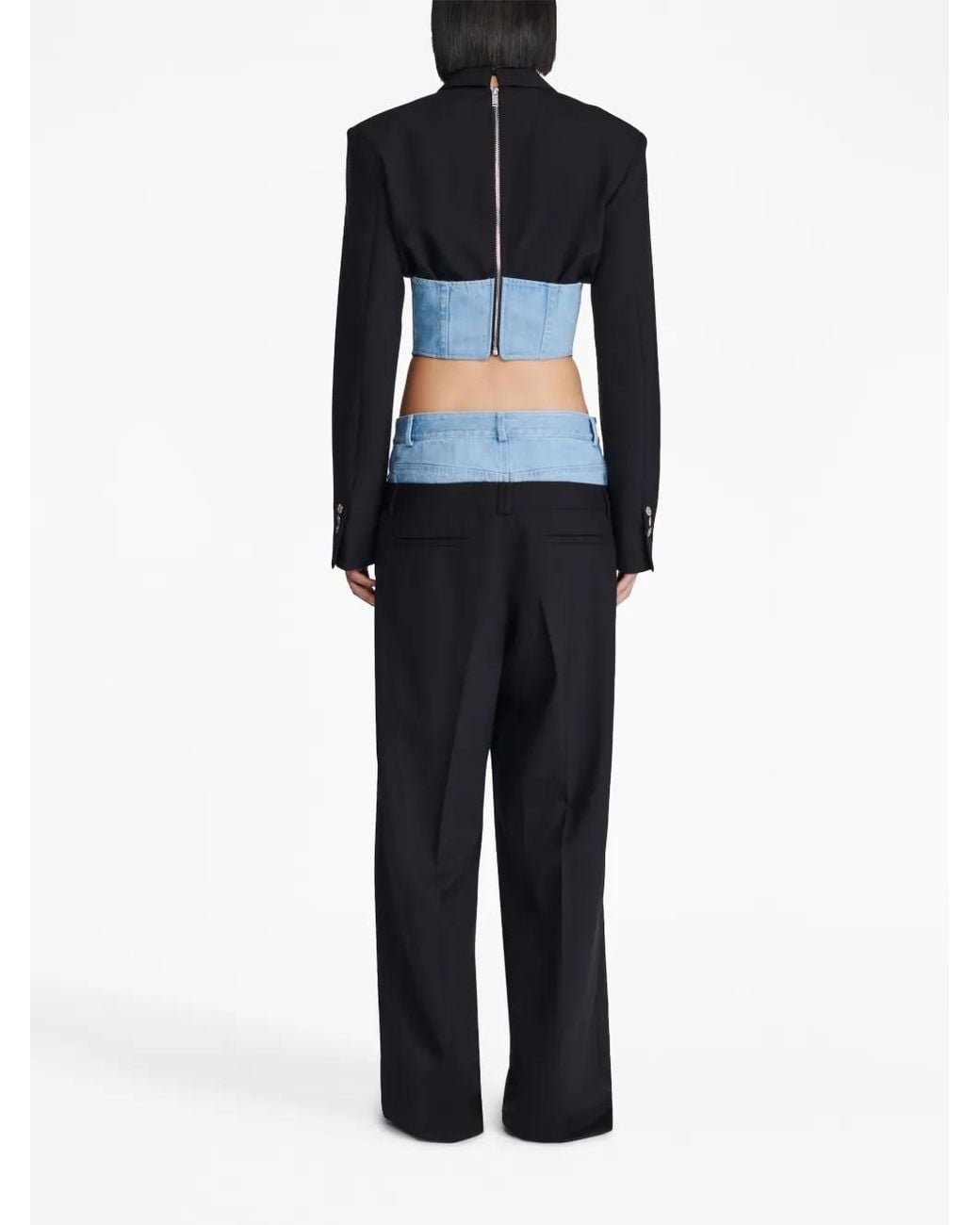 Dion Lee Blue Corset-Style Cropped Blazer