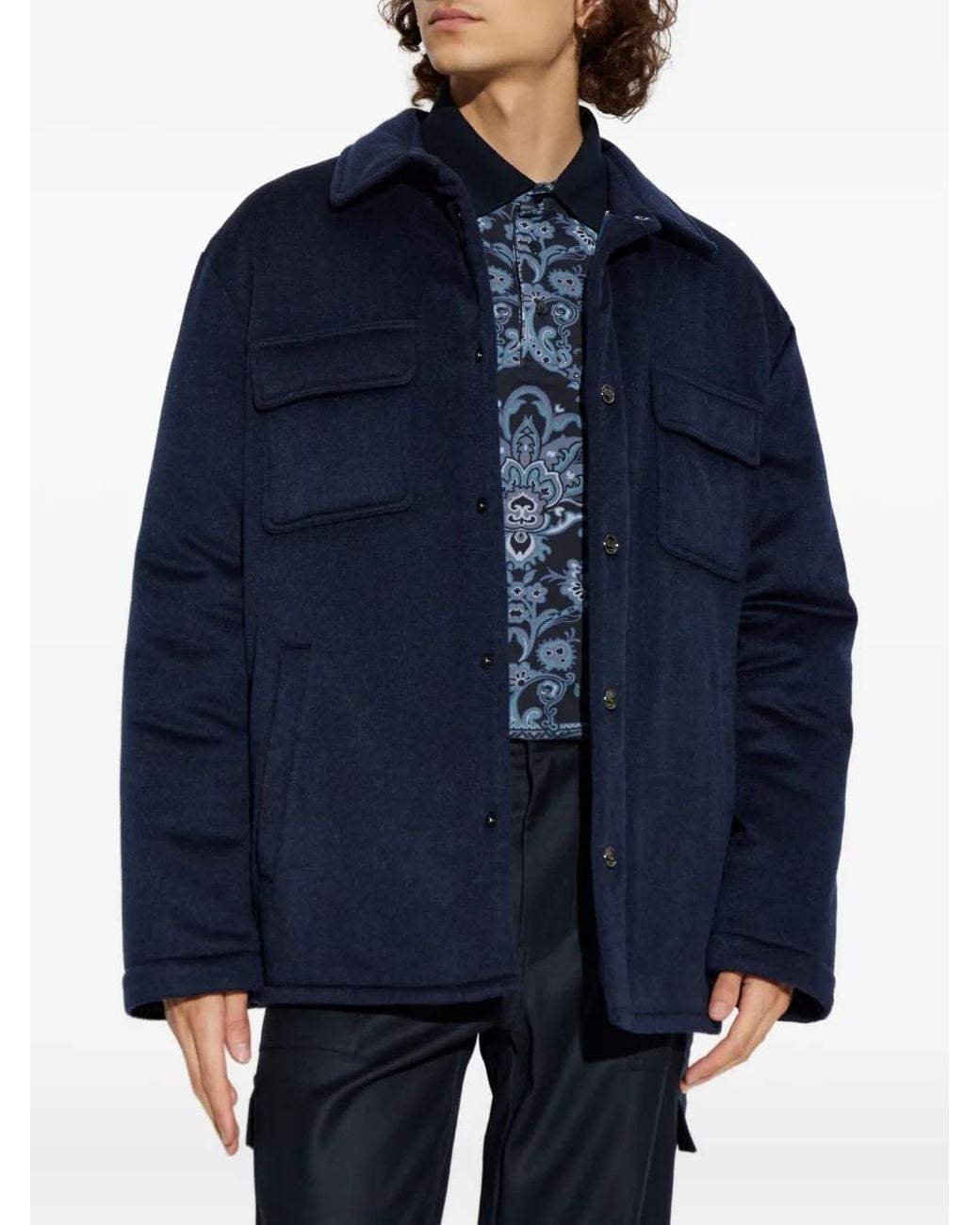Etro Hemdjacke Aus Kaschmir in Blue für Herren