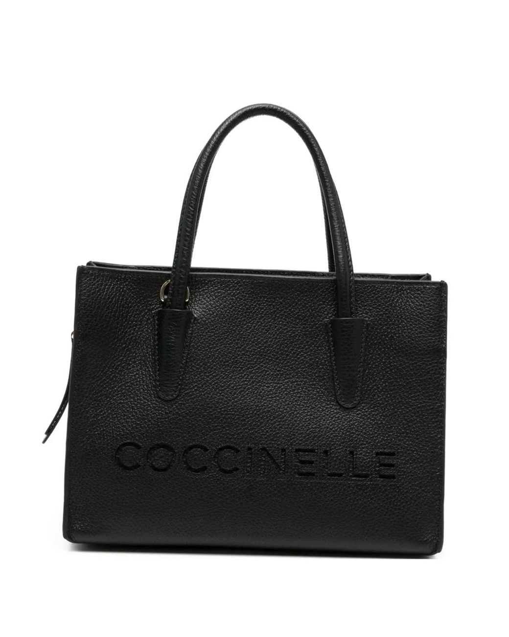 Coccinelle Black Grained Leather Tote Bag
