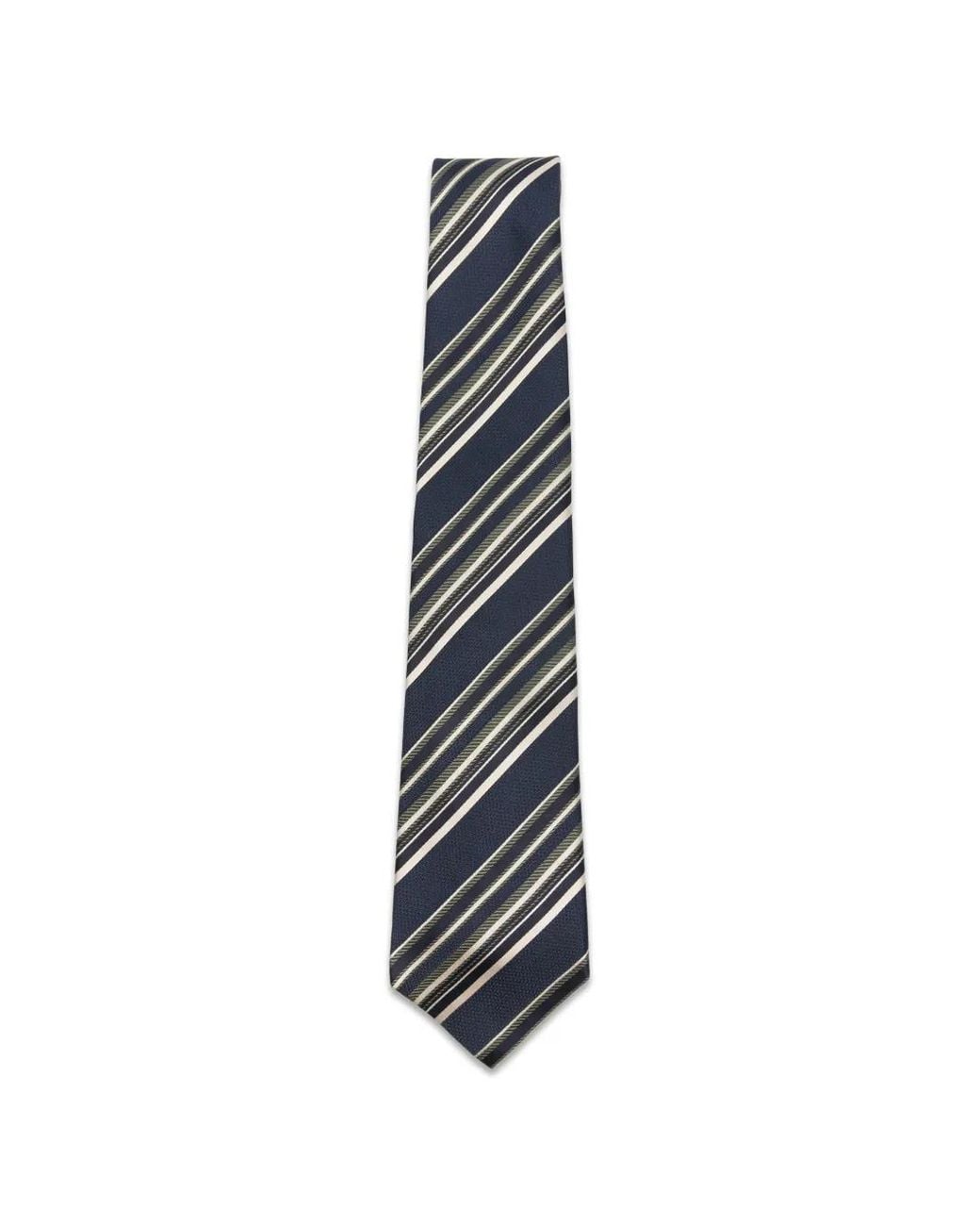 Kiton White Diagonal-Stripe Tie for men