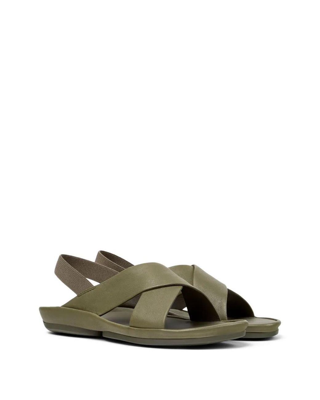 Camper Green Isla Crossover-Strap Leather Sandals