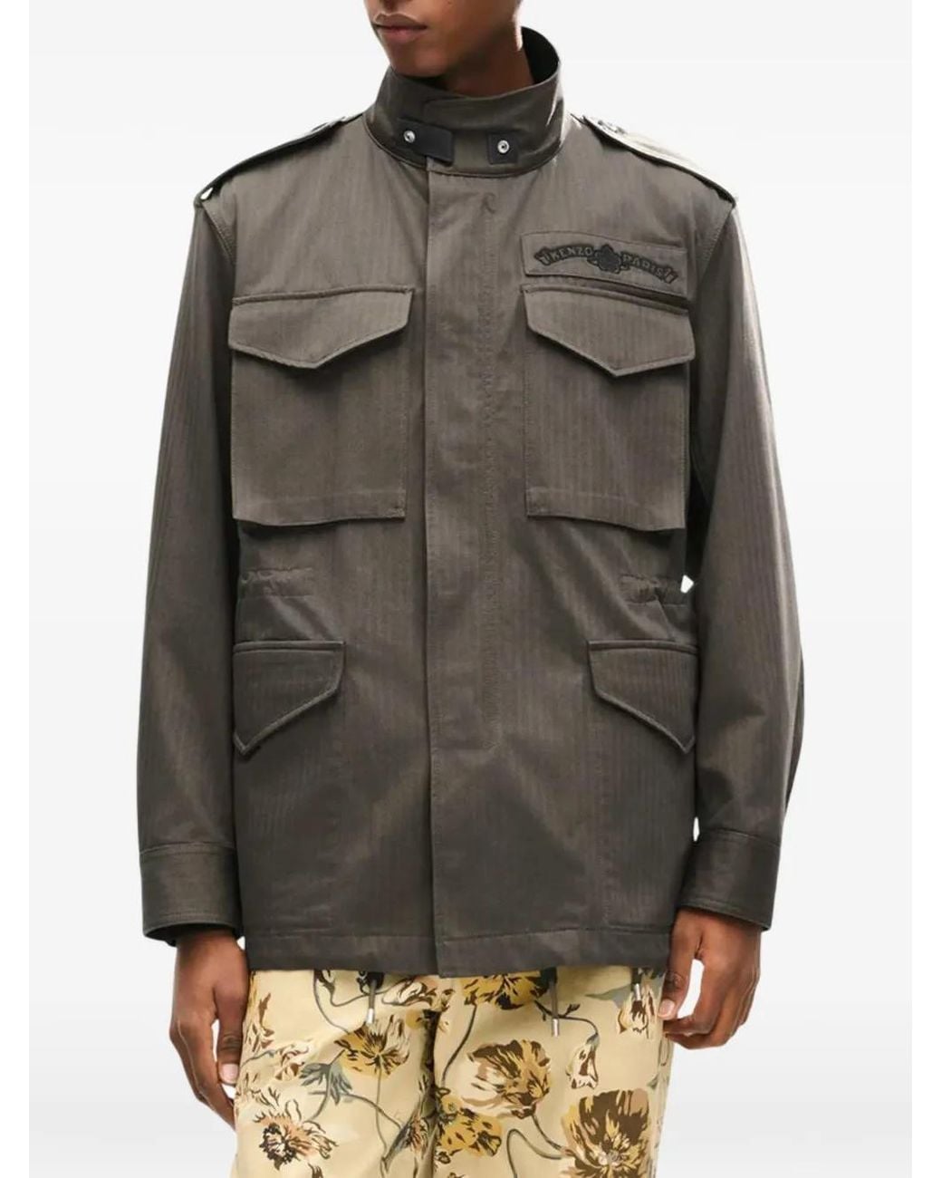 KENZO Green Paris Emblem Herringbone Jacket for men