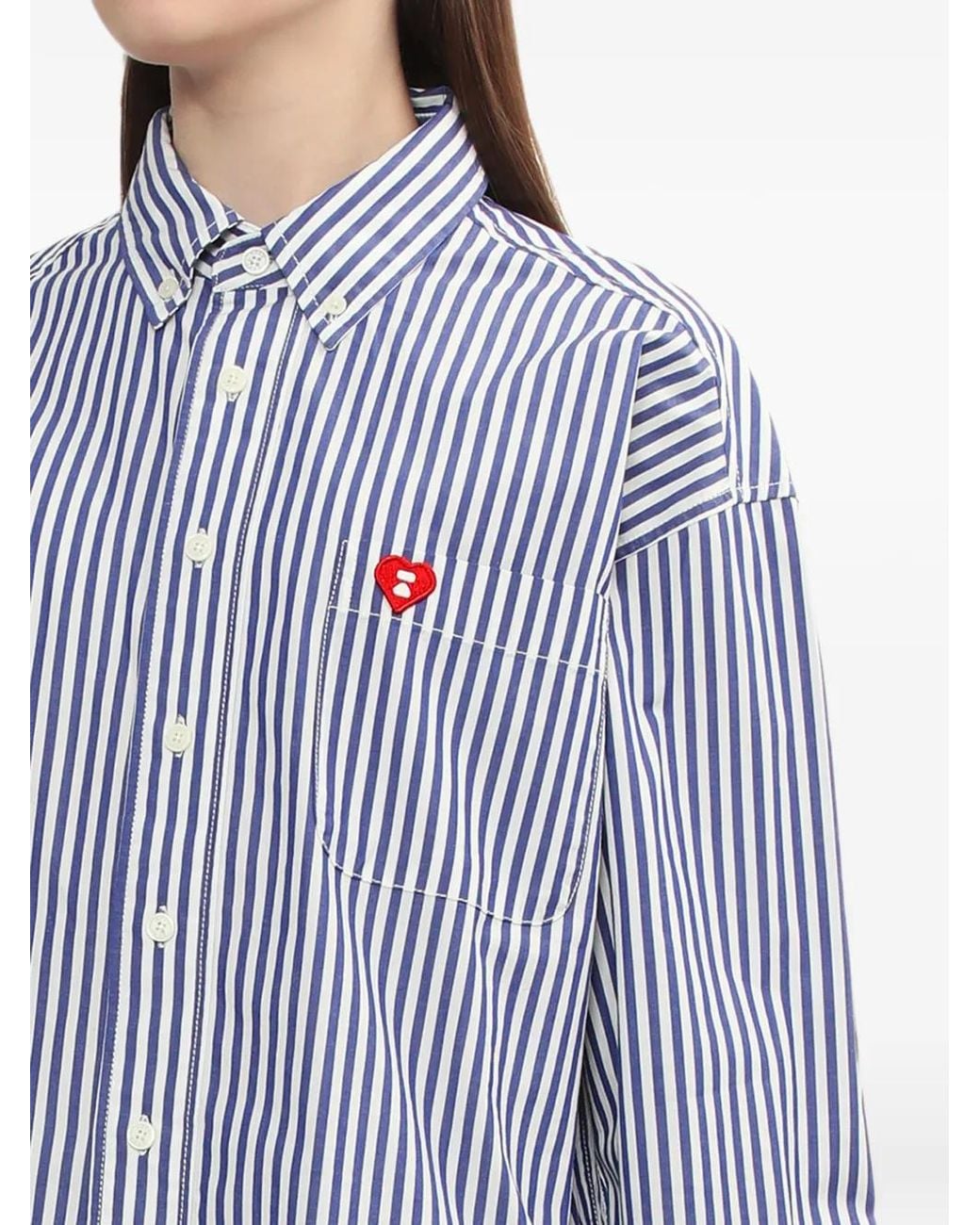 AAPE BY A BATHING AP Purple Heart-Patch Striped Shirt