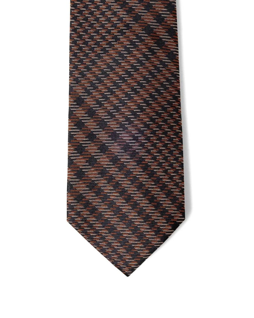 Hackett Brown Prince Of Wales Silk Tie for men