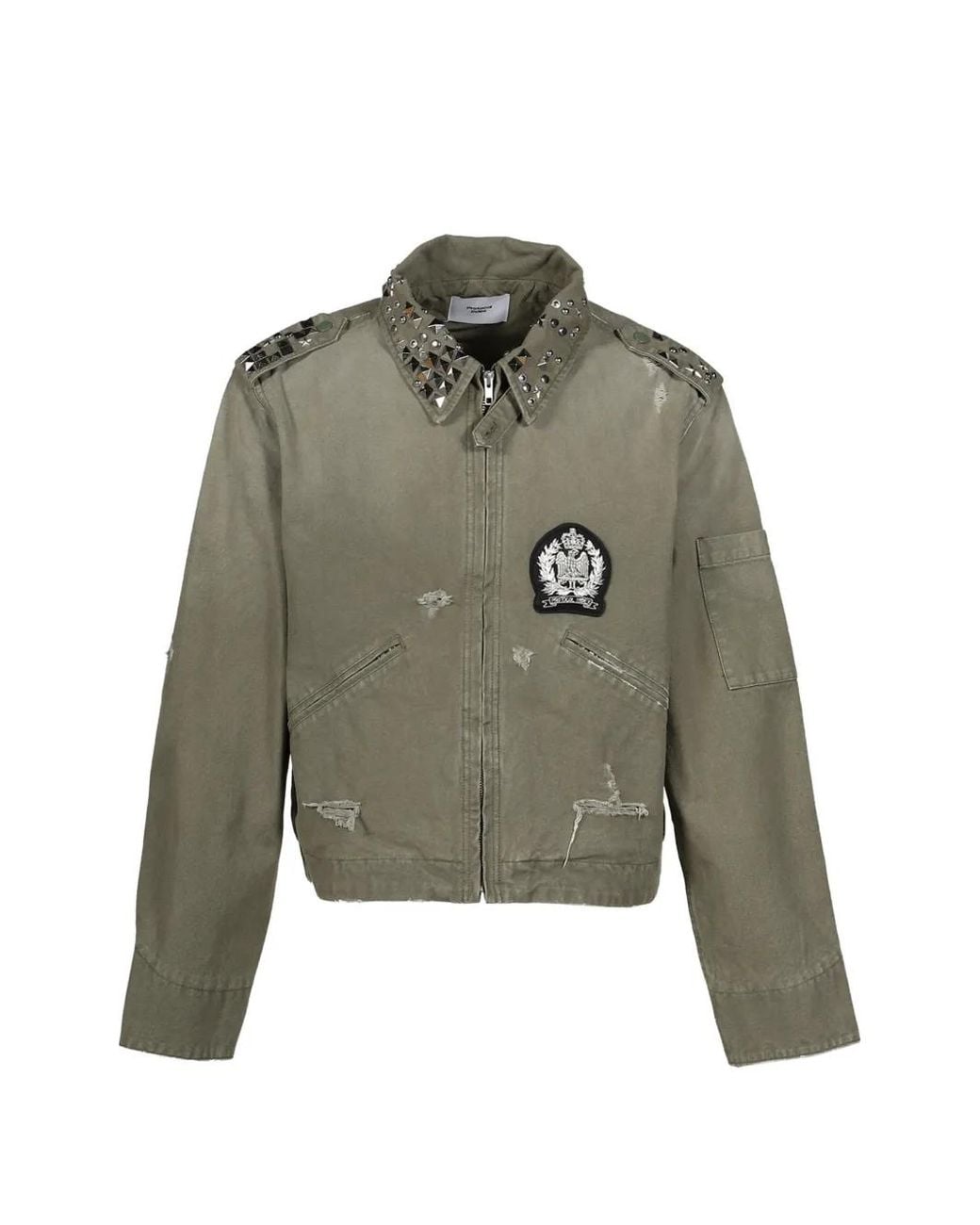 Protocol Index Green Studded Distressed Work Jacket for men
