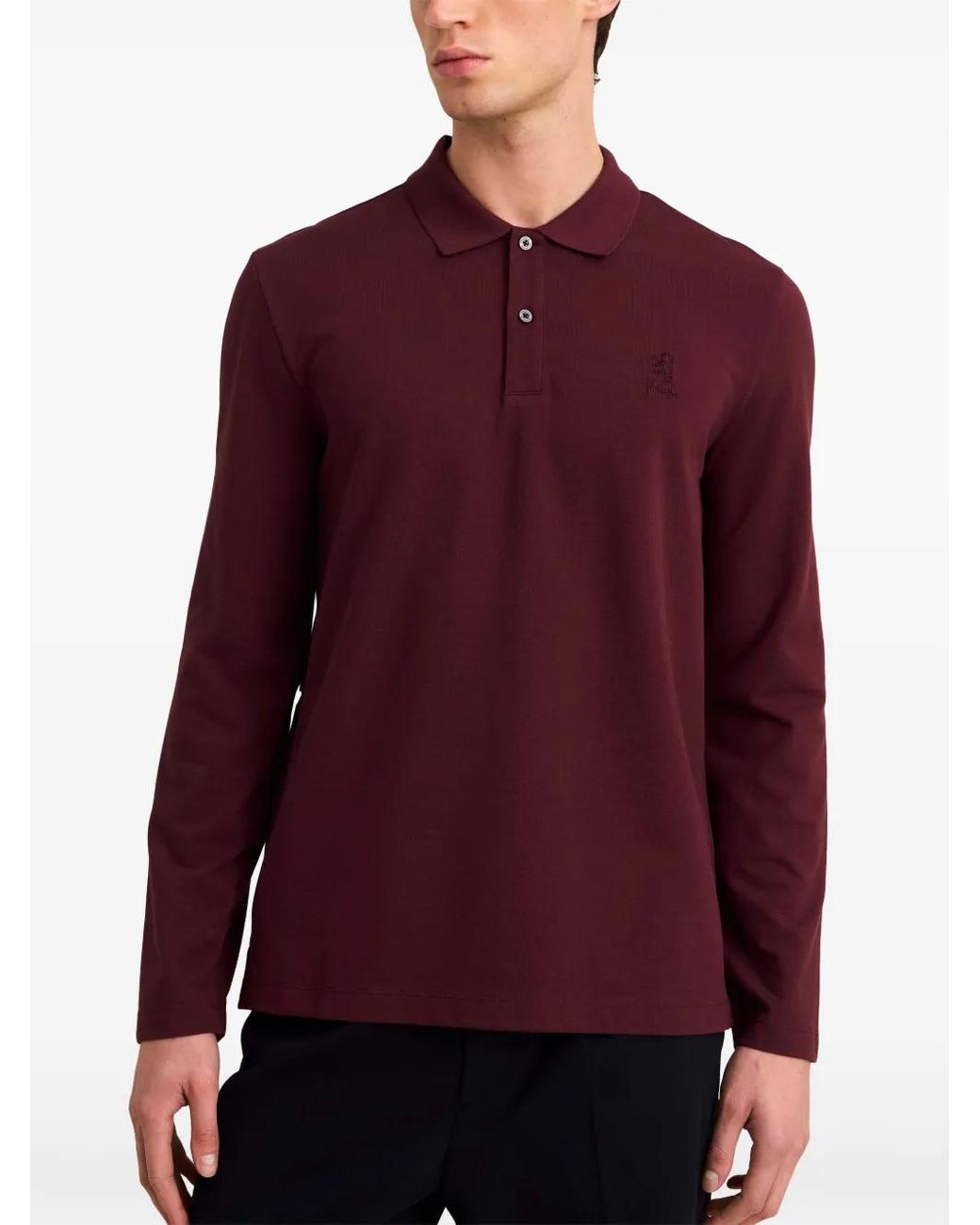 Pringle of Scotland Red Long-Sleeve Pique Polo Shirt for men