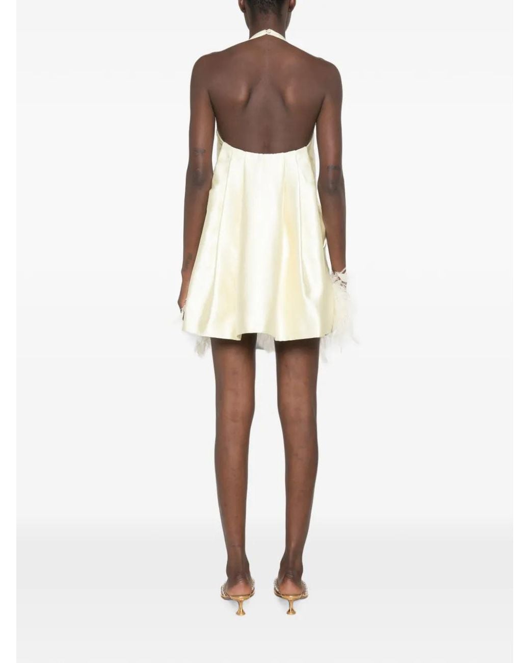 Self-Portrait White Feather-Trim Mini Dress