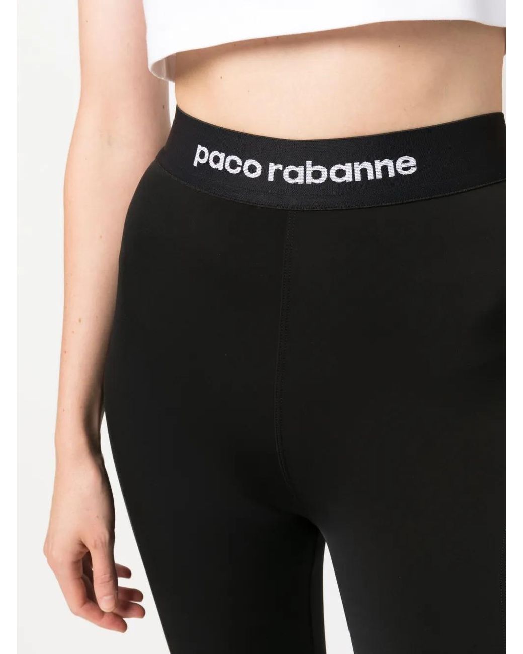 Rabanne Black Logo-Waistband High-Waisted Leggings