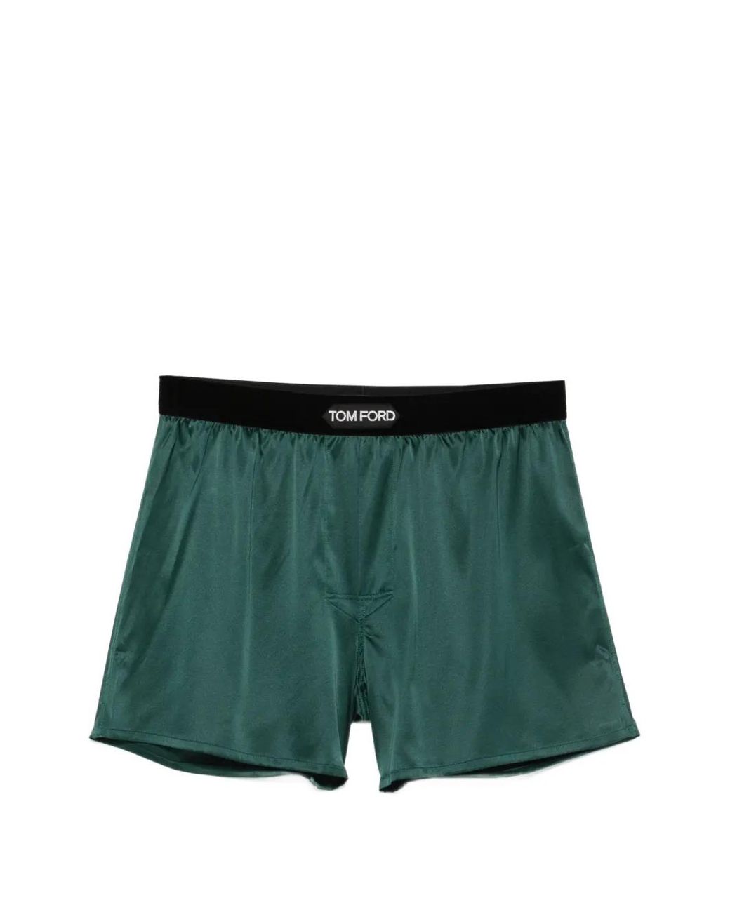 Tom Ford Green Boxer En Soie À Bande Logo for men
