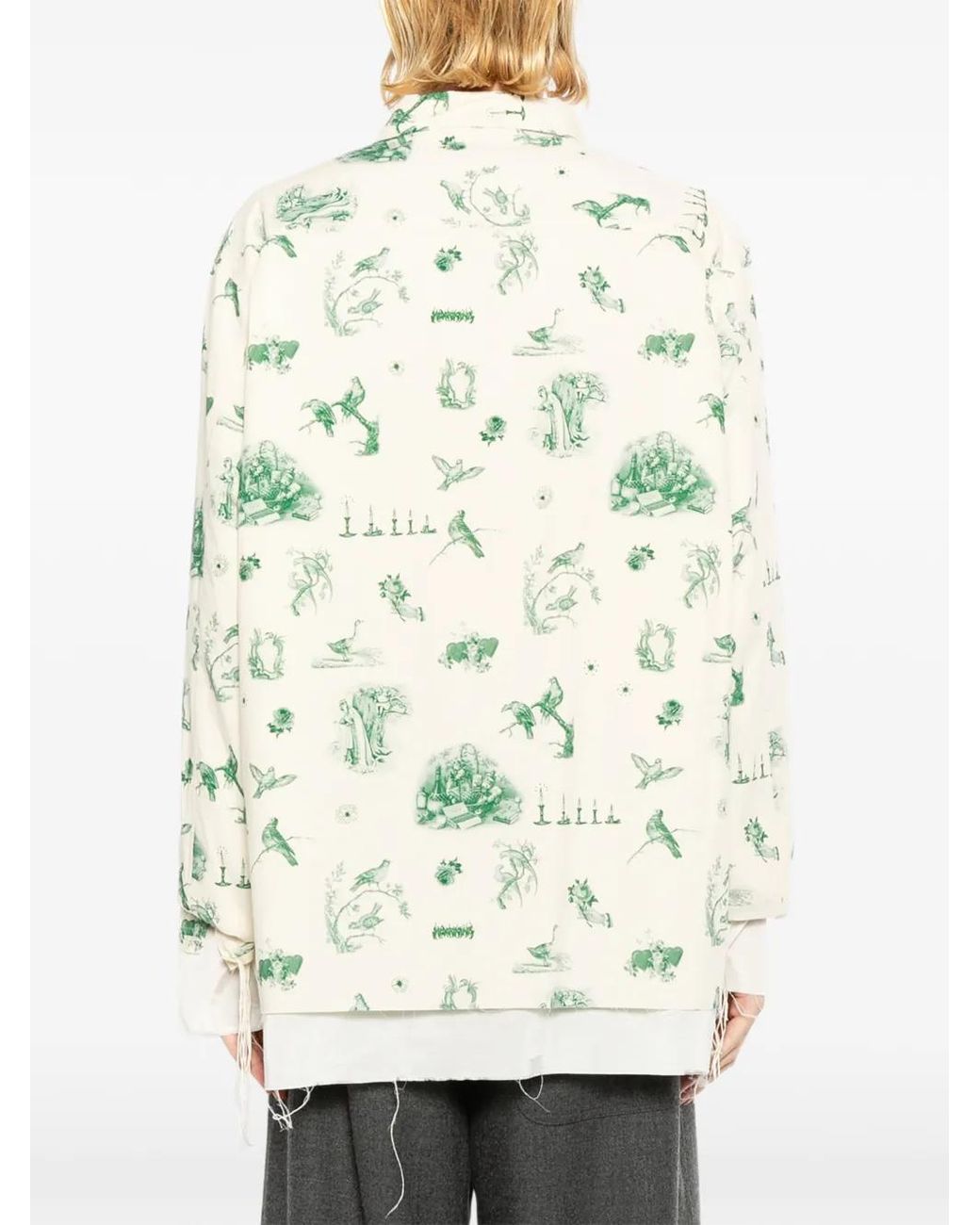 Midorikawa White Graphic-Print Layered Shirt for men