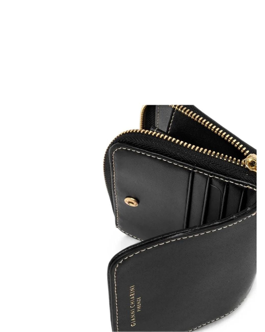 Gianni Chiarini Black Contrast-Stitch Leather Wallet