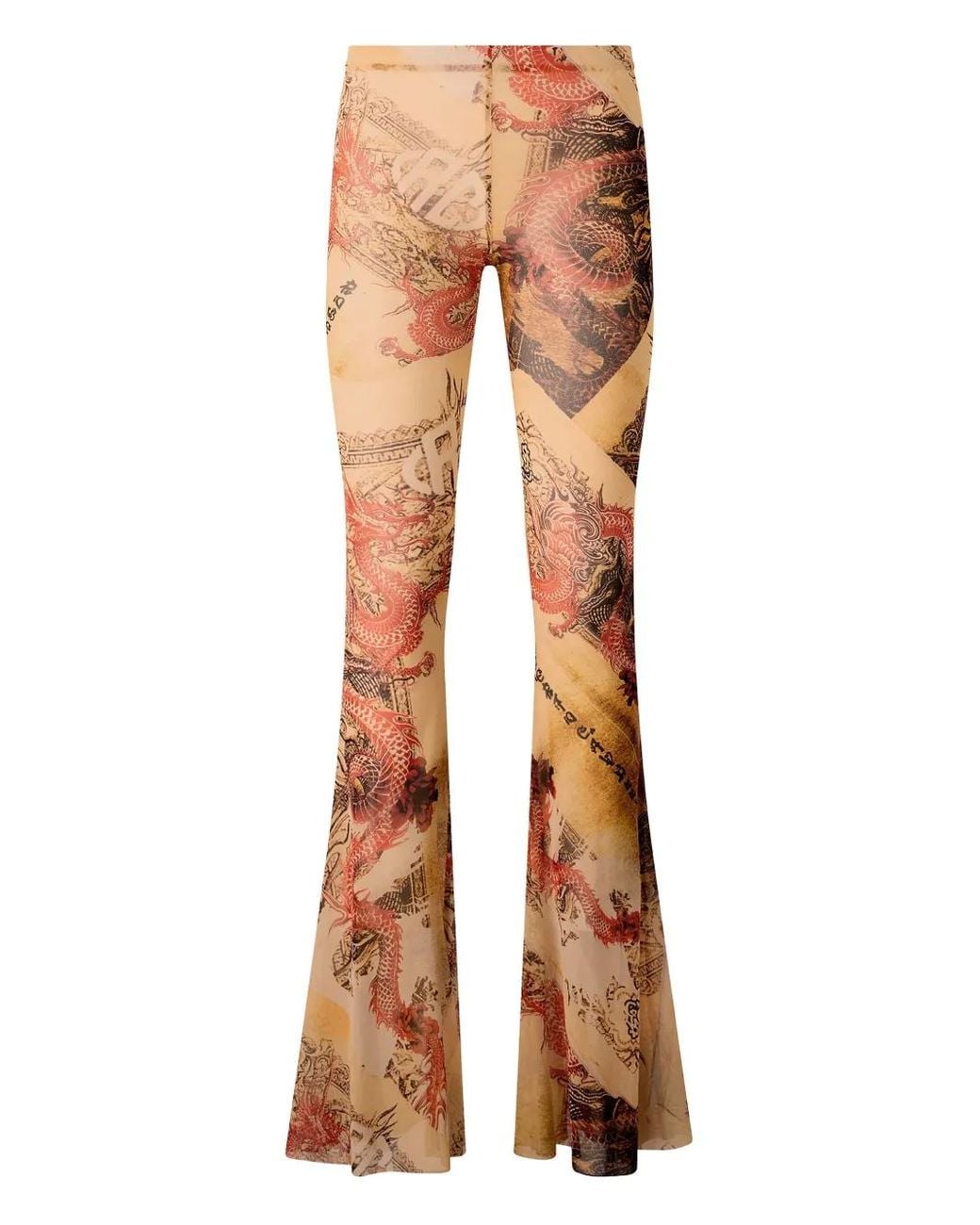 Roberto Cavalli Natural Flared Printed Trousers