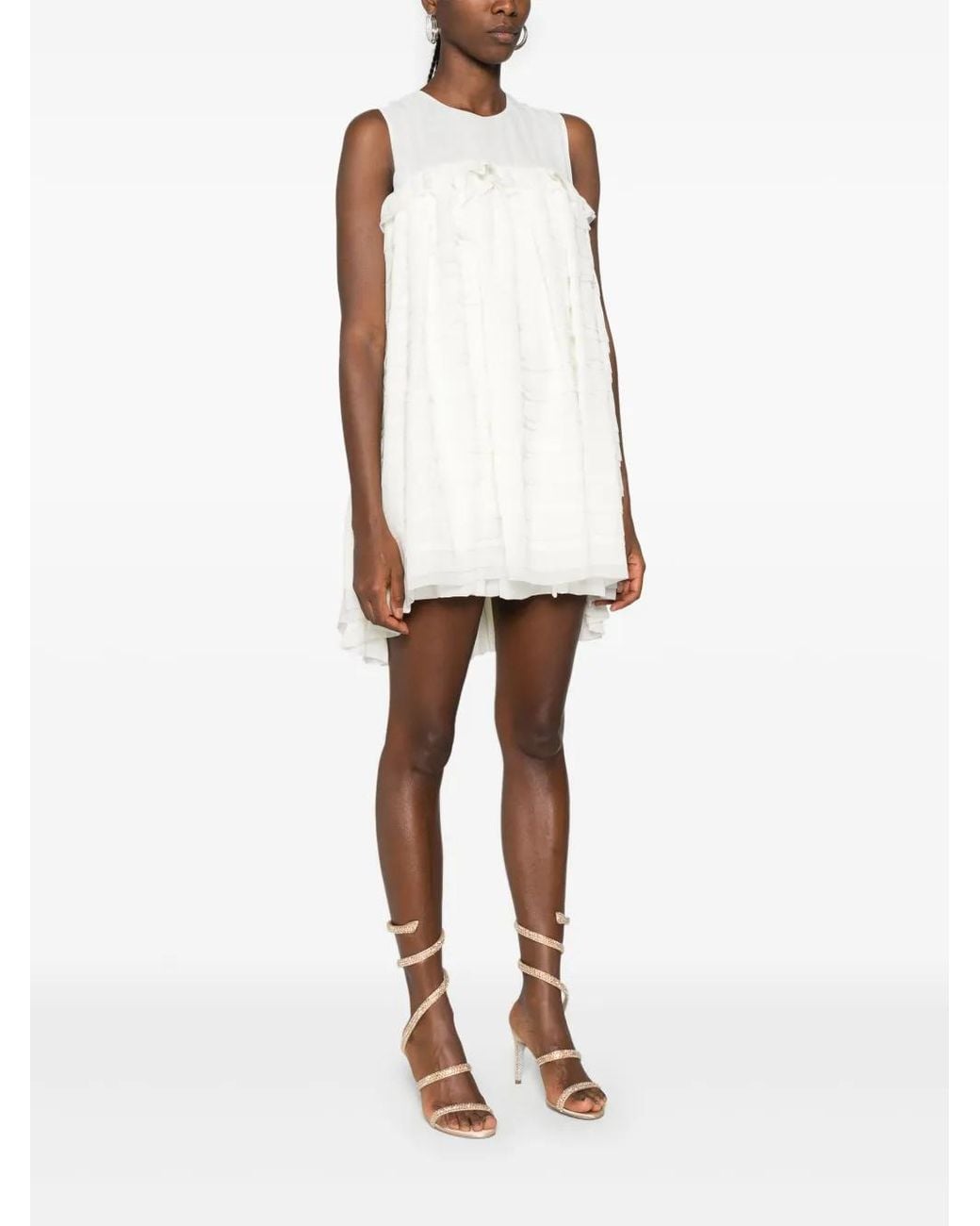 Baruni White Ruffled Mini Dress