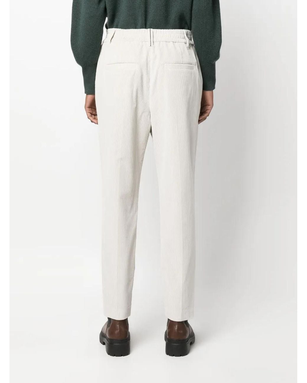 Brunello Cucinelli White Tailored Straight-Leg Trousers