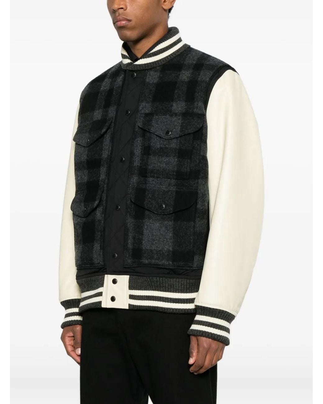 Junya Watanabe Black Check Panelled Jacket for men
