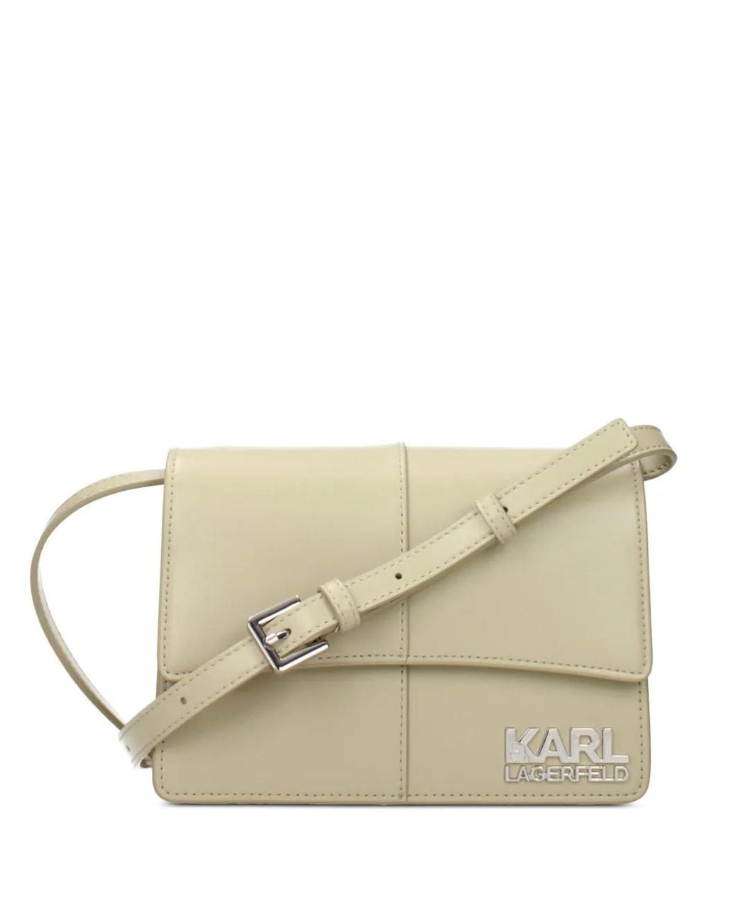 Karl Lagerfeld Natural Logo-Plaque Crossbody Bag