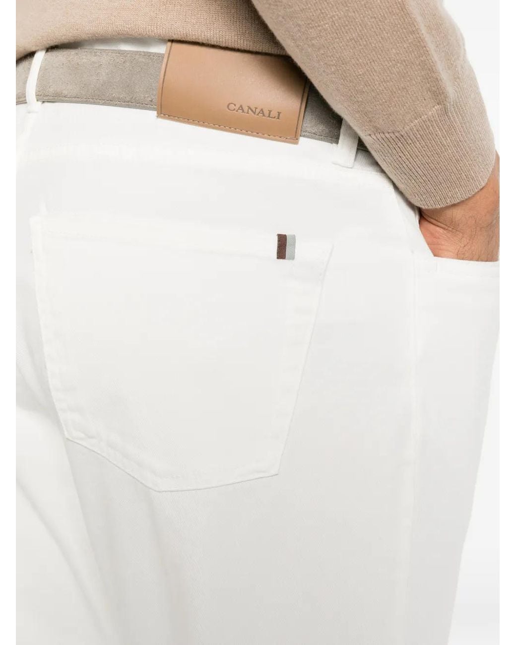 Canali White Straight-Leg Jeans for men