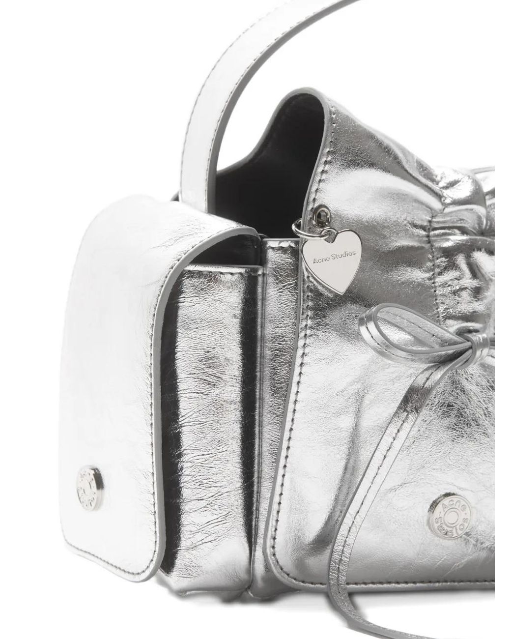Acne Metallic-Leather Drawstring Tote Bag