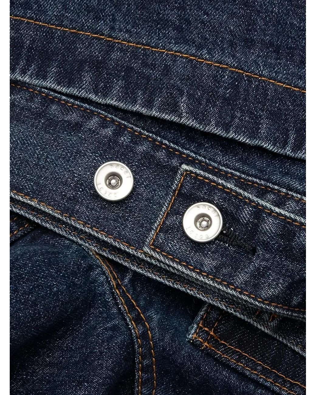 Sacai Blue Contrast-Stitch Denim Jacket for men