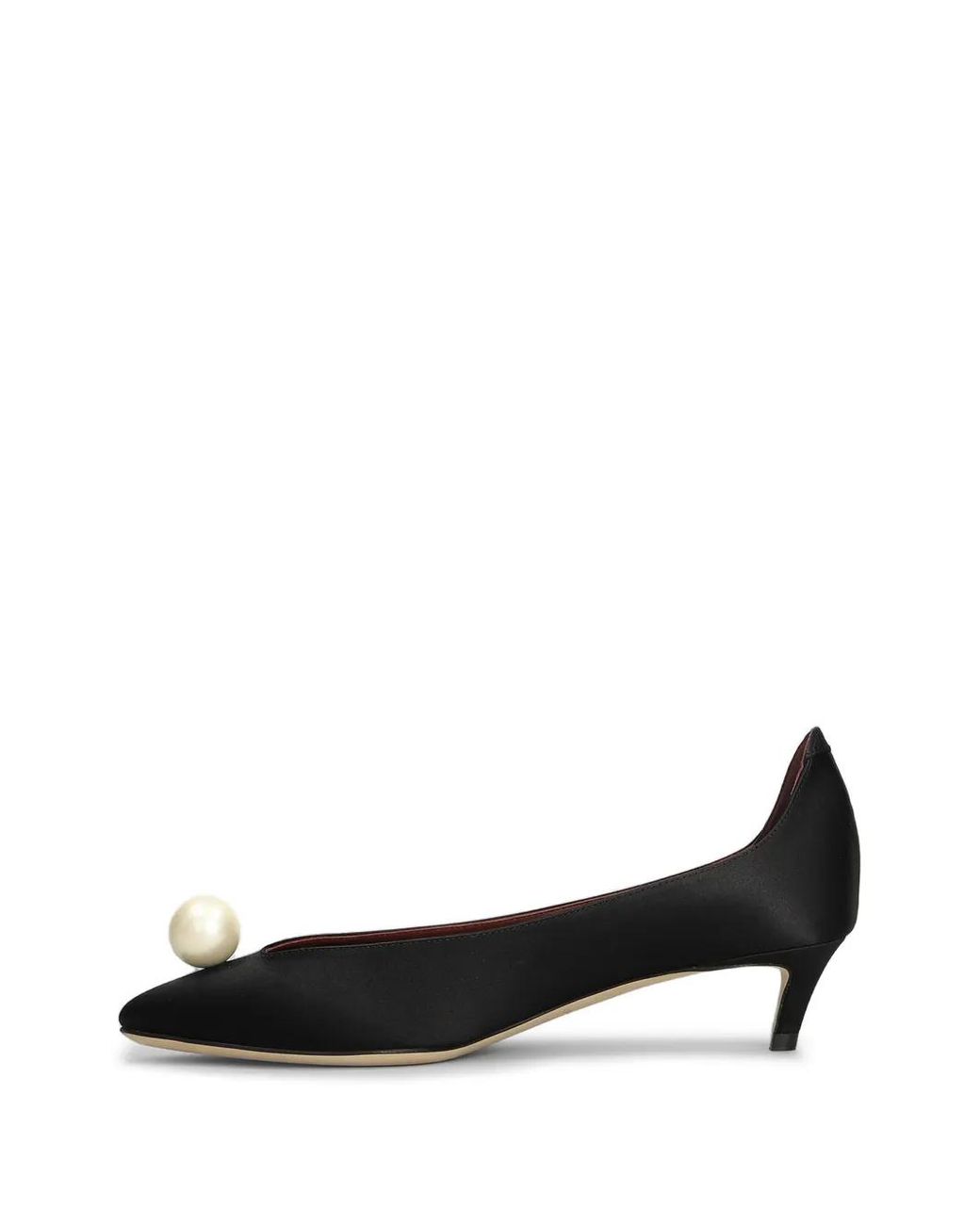 Magda Butrym Black "Kitten" Heel With Pearl Satin