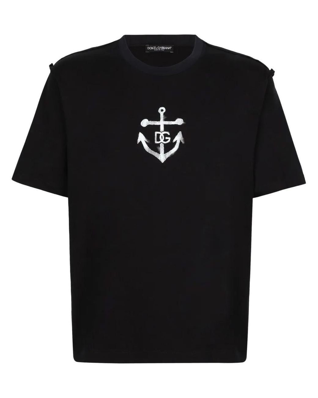 Dolce & Gabbana Black Midnight Monogram Cotton T Shirt for men