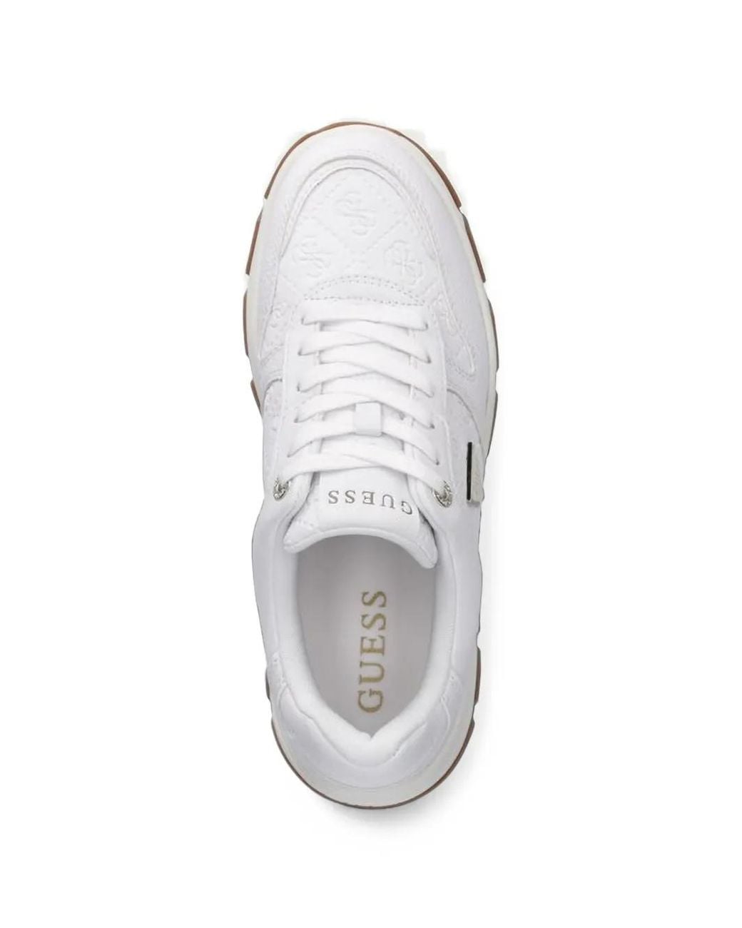 Guess White Beneto Monogram-Debossed Chunky-Sole Sneakers