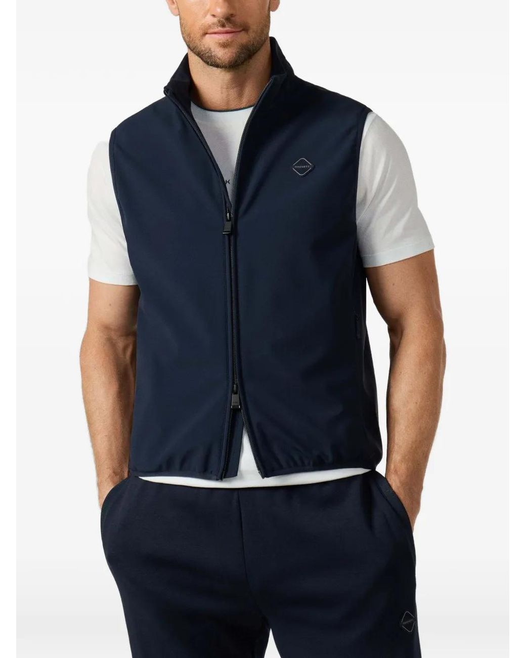 Hackett Blue Soft-Shell Zip-Up Gilet for men