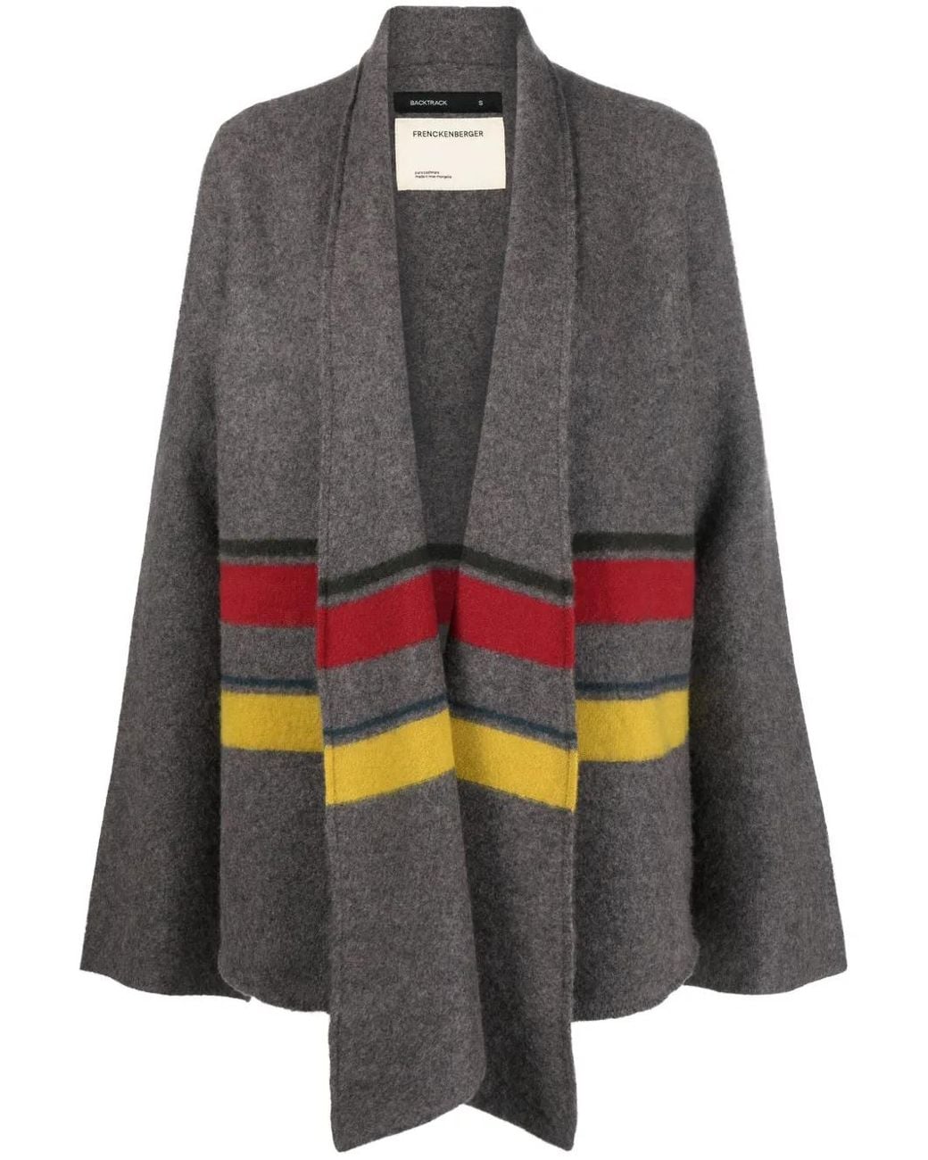 Frenckenberger Gray Stripe-Print Cashmere Cardigan