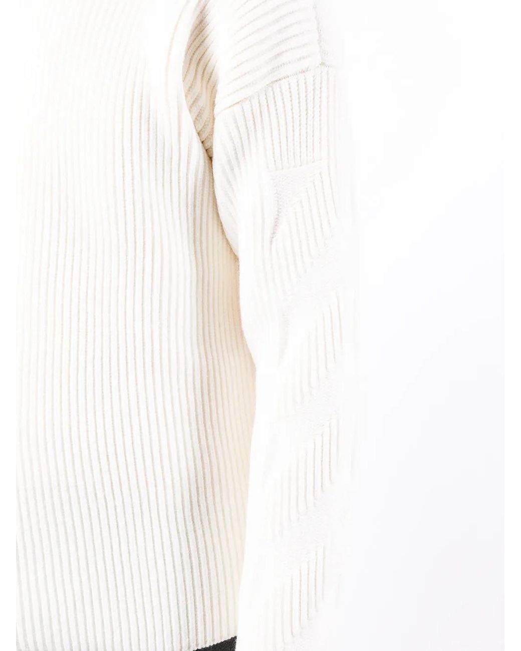 Off-White c/o Virgil Abloh White Ribbed-Knit Crew-Neck Jumper for men