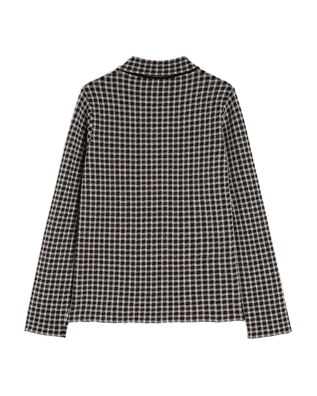Jil Sander Gray Check-Pattern Zip-Front Shirt for men