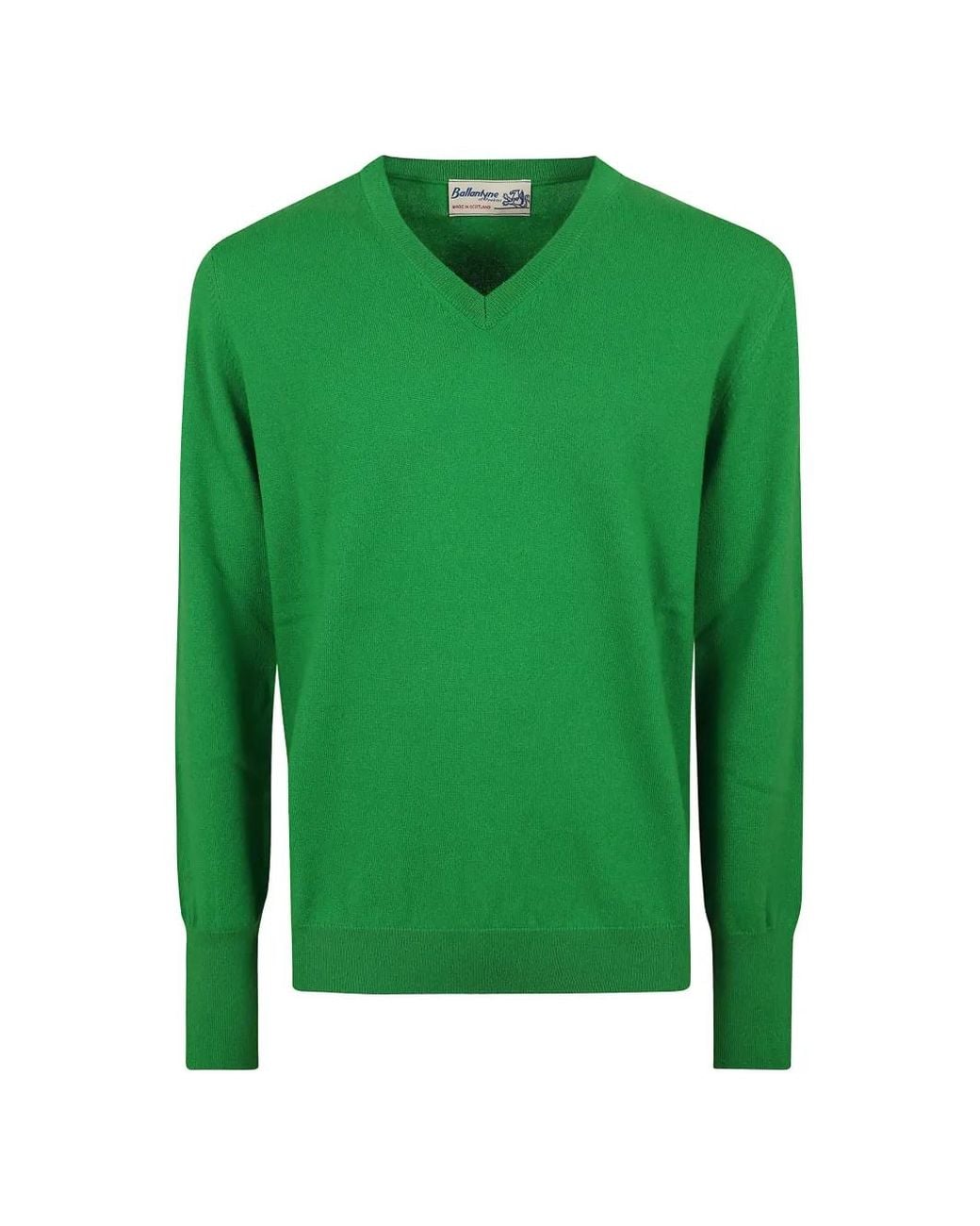 Ballantyne Green V-Neck Cashmere Sweater for men