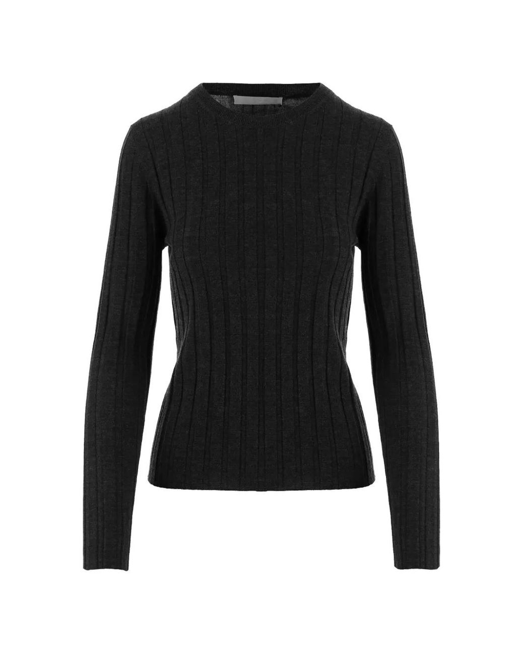 Allude Black Ribbed Fine-Knit Sweater