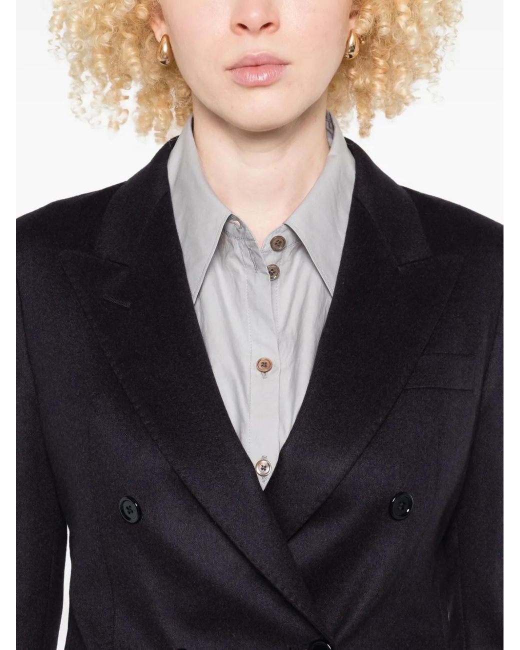 Tagliatore Black Double-Breasted Long-Sleeves Blazer