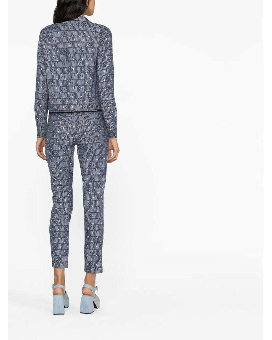 Moschino Blue Monogram-Print Denim Jacket
