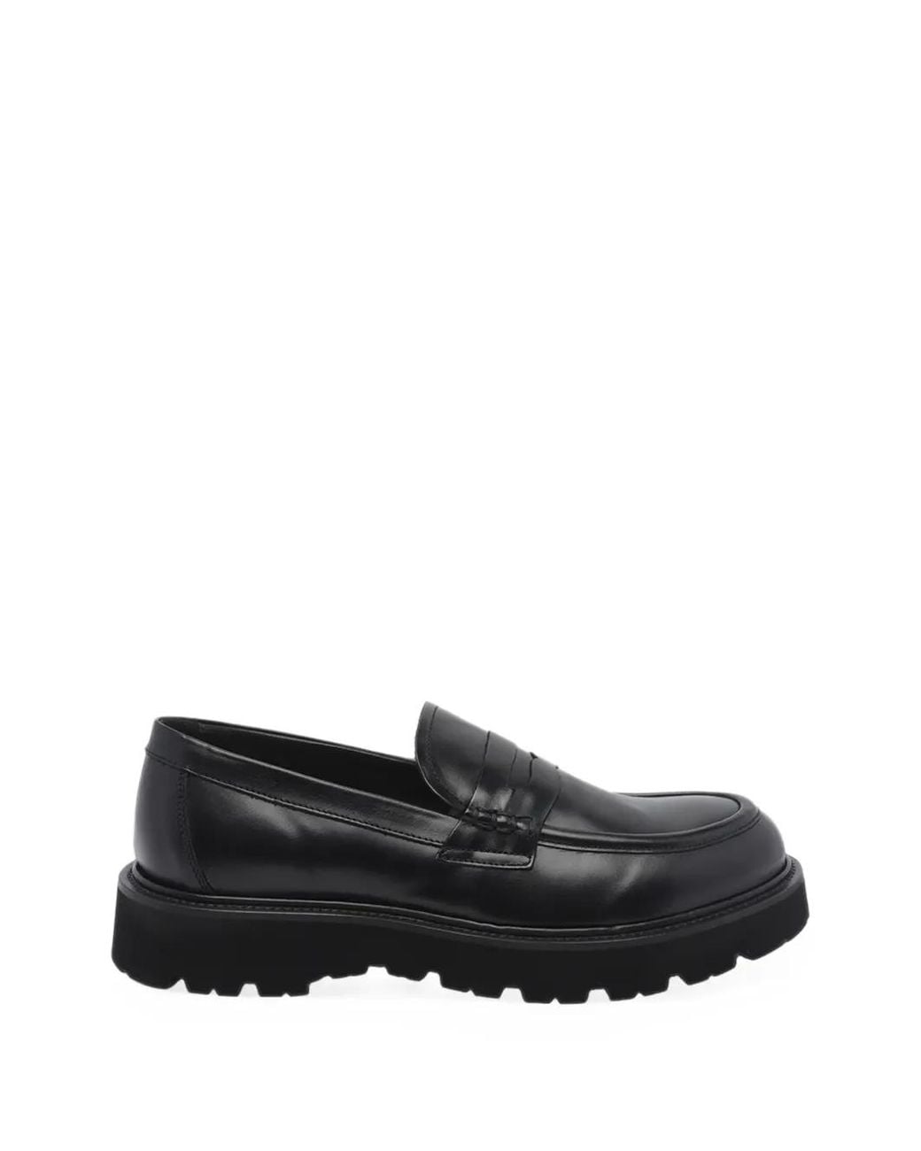 Pawelk's Black Penny-Slot Leather Loafers for men